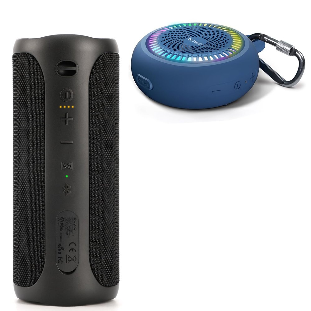 Bluetooth Shower Speaker Waterproof - Small Portable Speaker Wireless with Louder Volume and Powerful Bass - Colorful Lights and 10H Playtime - Lightweight with Carabiner and TWS