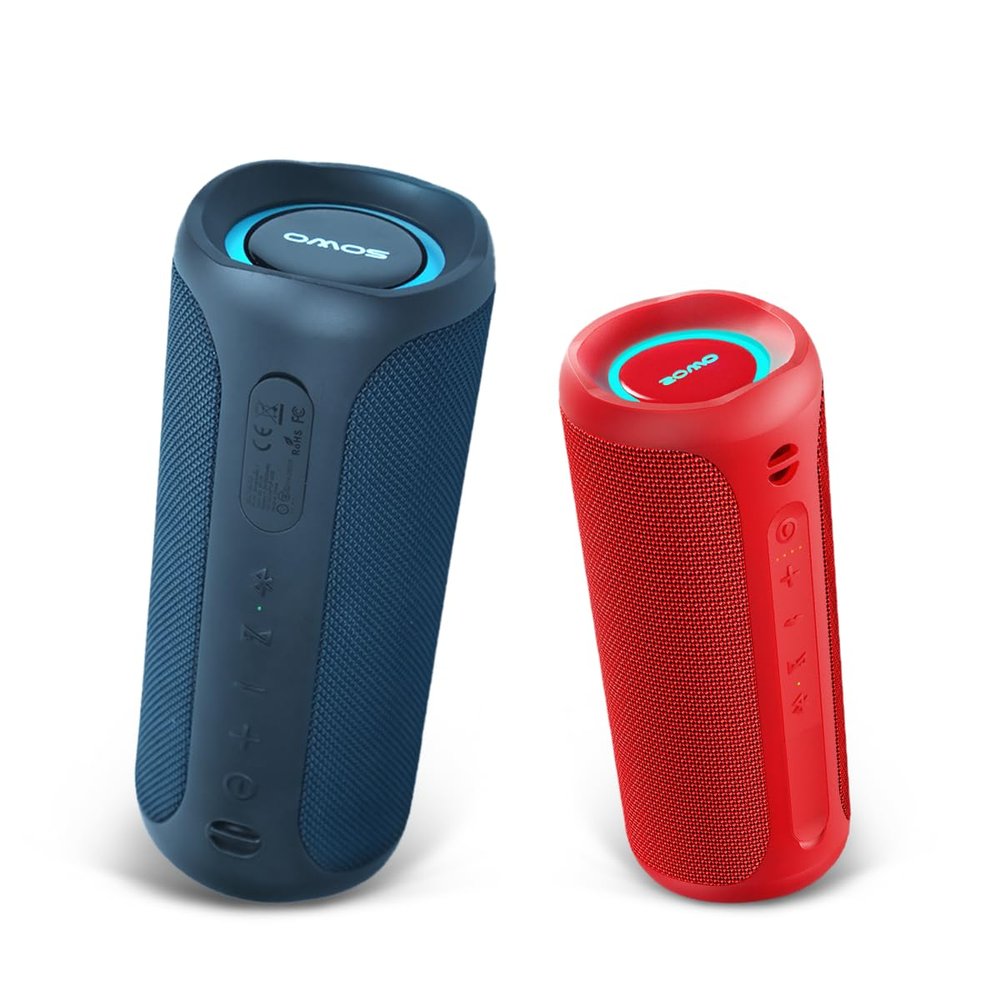 Portable Speaker, Wireless Bluetooth Speaker, IPX7 Waterproof, 25W Loud Stereo Sound, Bassboom Technology, Built-in Mic, 16H Playtime with Lights for Home Outdoor