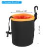 PATIKIL Camera Lens Bag, 1 Pcs 3.3" ID x 5.5" H Cylindrical Drawstring Lens Pouch with Thick Protective Neoprene, Lens Case for DSLR Camera Lens, Water Coffee Cups Black, Orange view 2