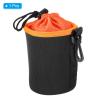 PATIKIL Camera Lens Bag, 1 Pcs 3.3" ID x 5.5" H Cylindrical Drawstring Lens Pouch with Thick Protective Neoprene, Lens Case for DSLR Camera Lens, Water Coffee Cups Black, Orange view 3