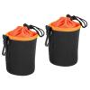 PATIKIL Camera Lens Bag, 2 Pcs 3.3" ID x 5.5" H Cylindrical Drawstring Lens Pouch with Thick Protective Neoprene, Lens Case for DSLR Camera Lens, Water Coffee Cups Black, Orange view 1