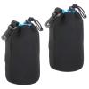 PATIKIL 2 Pcs 3.7" ID x 7.1" H Neoprene Drawstring Lens Pouch, Black, Blue, Camera Lens Case view 1