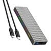 JMT M.2 M Key SSD Enclosure 10Gbps/5Gbps USB3.1 NGFF/NVME Protocol USB-C Mobile Case Aluminum Alloy with RGB Light (NVME C to C,Silver) view 1
