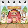 10x6.5ft Farm Red Barn Backdrop Kids Birthday Party Banner Cartoon Farm Animals Photography Background Boys Girls Birthday Party Cake Table Decorations Supplies Photo Booth Props view 1