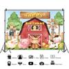 10x6.5ft Farm Red Barn Backdrop Kids Birthday Party Banner Cartoon Farm Animals Photography Background Boys Girls Birthday Party Cake Table Decorations Supplies Photo Booth Props view 2