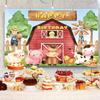 10x6.5ft Farm Red Barn Backdrop Kids Birthday Party Banner Cartoon Farm Animals Photography Background Boys Girls Birthday Party Cake Table Decorations Supplies Photo Booth Props view 3
