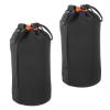 PATIKIL Camera Lens Bag, 2 Pcs 3.7" ID x 9.8" H Drawstring Lens Pouch with Thick Protective Neoprene, Lens Case for DSLR Camera Lens, Water Coffee Cups Black, Orange view 1