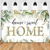 15x10ft Housewarming Backdrop Spring Gold Green Leaves Photography Background Home Sweet Home New House Party Banner Decorations Supplies Photo Booth Props view 1