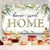 15x10ft Housewarming Backdrop Spring Gold Green Leaves Photography Background Home Sweet Home New House Party Banner Decorations Supplies Photo Booth Props view 3