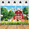 10x6.5ft Farm Backdrop Photography Red Barn House Farm Animals Banner Baby Shower Birthday Farm Theme Party Cake Table Decorations Supplies Photo Booth Props view 1