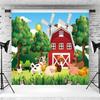 10x6.5ft Farm Backdrop Photography Red Barn House Farm Animals Banner Baby Shower Birthday Farm Theme Party Cake Table Decorations Supplies Photo Booth Props view 4