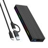 JMT M.2 M Key SSD Enclosure 10Gbps/5Gbps USB3.1 NGFF/NVME Protocol USB-C Mobile Case Aluminum Alloy with RGB Light (NVME C to C A,Black) view 1