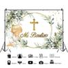 12x8ft Mi Bautizo Backdrop for Photography Greenery Eucalyptus Banner Baby Shower Party First Communion Cake Table Decorations Supplies Photo Booth Props view 2