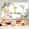 12x8ft Mi Bautizo Backdrop for Photography Greenery Eucalyptus Banner Baby Shower Party First Communion Cake Table Decorations Supplies Photo Booth Props view 3