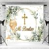 12x8ft Mi Bautizo Backdrop for Photography Greenery Eucalyptus Banner Baby Shower Party First Communion Cake Table Decorations Supplies Photo Booth Props view 4