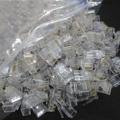 20/50/100pcs RJ-45 Ethernet Cables Module Plug Network Connector for UTP Cat5 Cat5e RJ45 Network Cable Crystal Heads 8P8C (Color : 100 pcs)