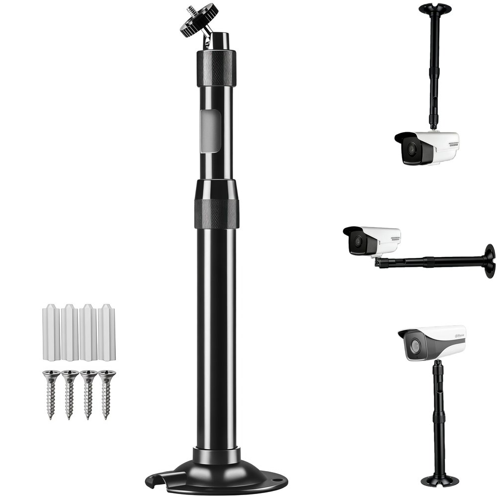 Coolotic Adjustable Telescopic CCTV Camera Mount Bracket - Wall & Ceiling Compatible for Surveillance Bullet Cameras, IP Cameras & More