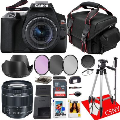 Canon EOS Rebel SL3 DSLR Camera with 15-55mm Lens + 32 GB Memory + Tripod + Monopod + Camera Case + More (23 pc Bundle) (Renewed)