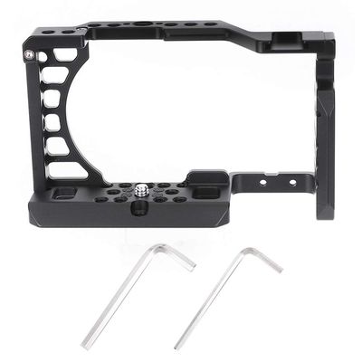 DSLR Rig Cage for A6000 A6100, Monitor, Metal Cage Stabilizer Frame with 1/4 3/8 Screws Hole and Shoe Mount for Microphone,