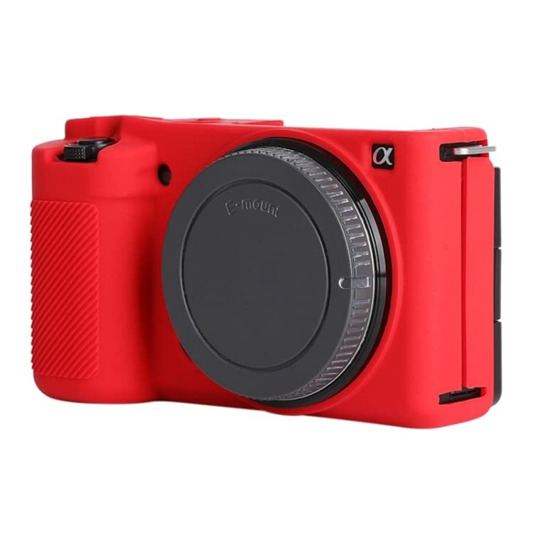 for Sony ZV-E10 Camera Case,Silicone Rubber Camera Housing Protective Cover Case for Sony ZV-E10,Red