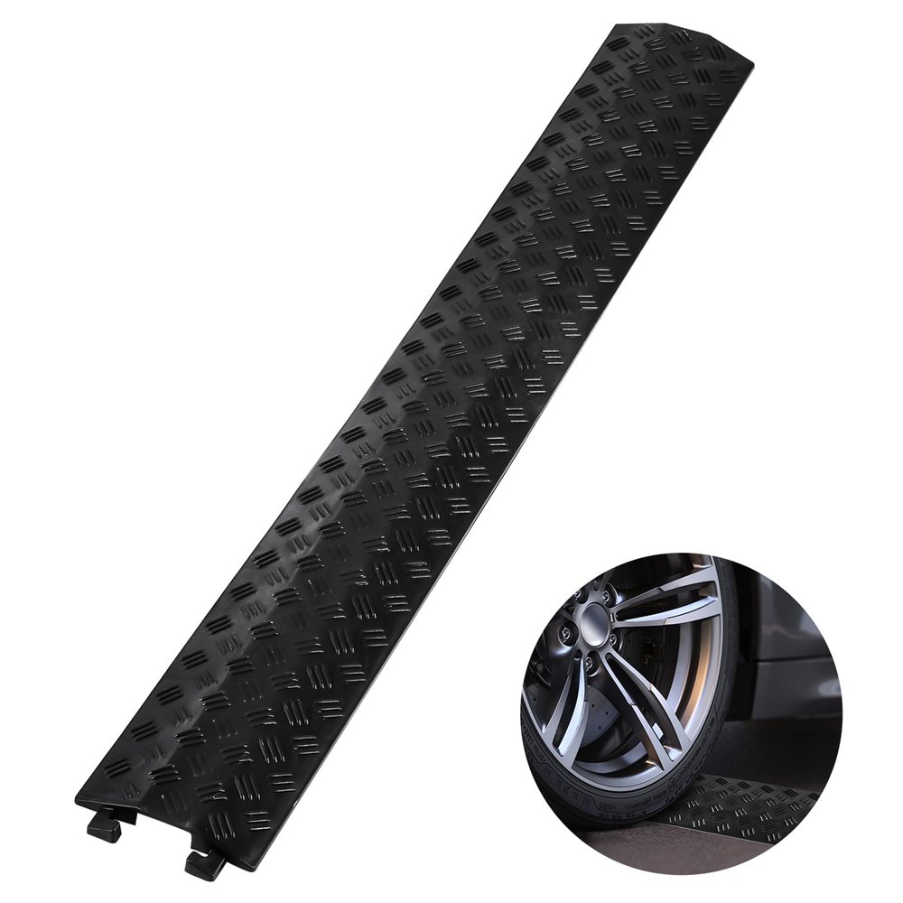 NEWTRY Speed Bump for Road PVC 3.3ft/40, 2kg/4.4lb Traffic Speed Hump Cable Protector Ramps for Garage Indoor Entrance Outdoor (Black)