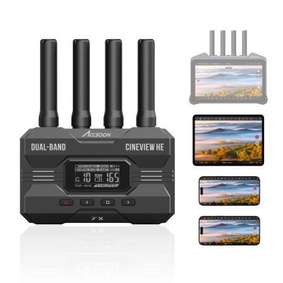 Accsoon CineView HE Wireless HDMI Video Transmitter Wireless Video Transmission System 1080p Dual-Band 1200ft Range 60ms Latency Up to 4 Devices, Compatible Cineview M7 Pro/2 SDI/SE/Quad for Filmmaker