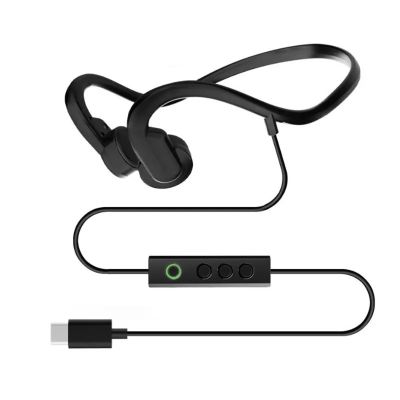 GZLMMY Real Bone Conduction Headphones Type-C Wired Bone Transmission Earphones Sound Earcuffs Mute Key for Calls Running Wear Painless