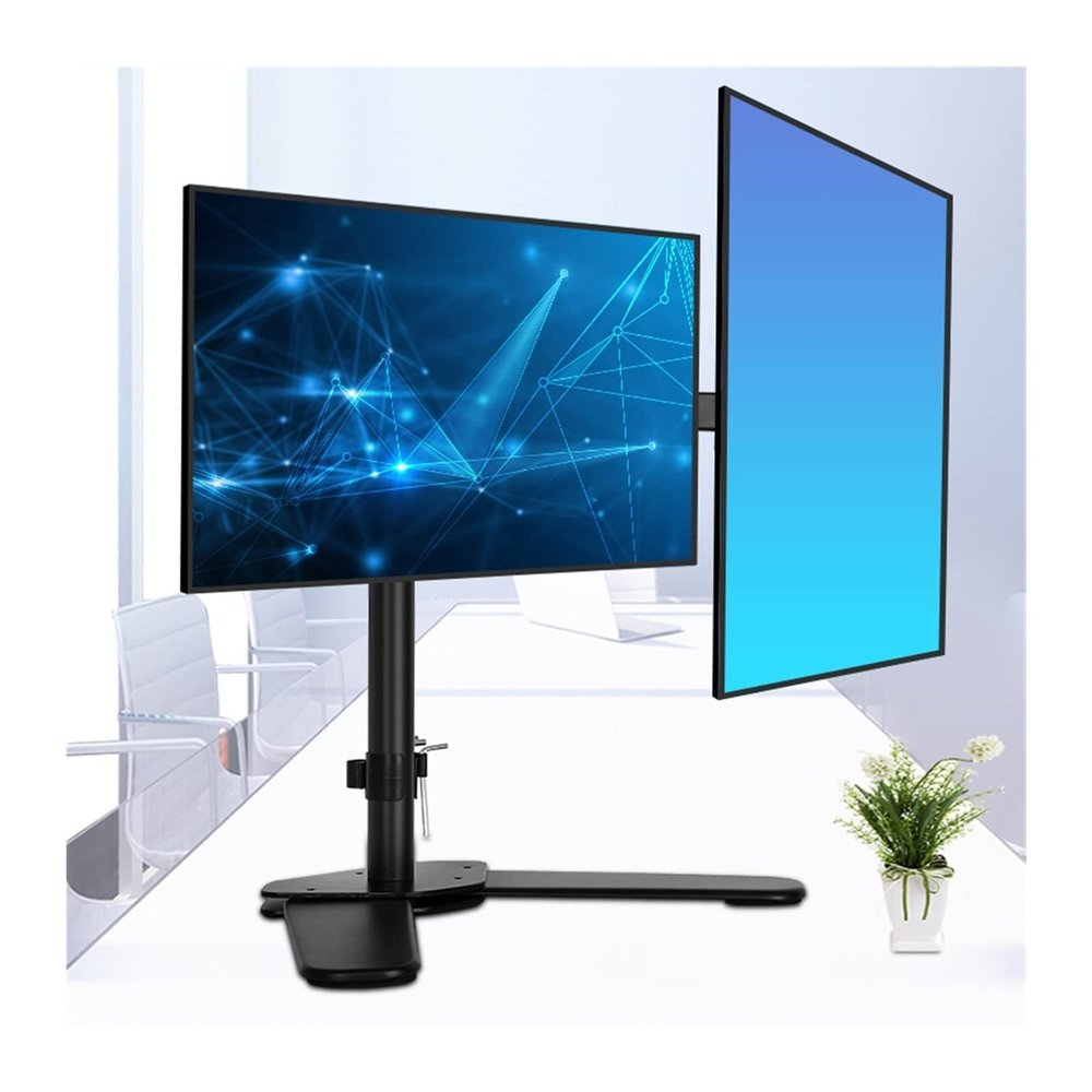 GLigeT Monitor Desk Dual Monitor Stand Arm for 10-27" Two Monitor, Freestanding Desk Stand, Heavy-Duty Fully Adjustable Mount Arms with VESA 75x75mm,100x100mm Monitor Stand