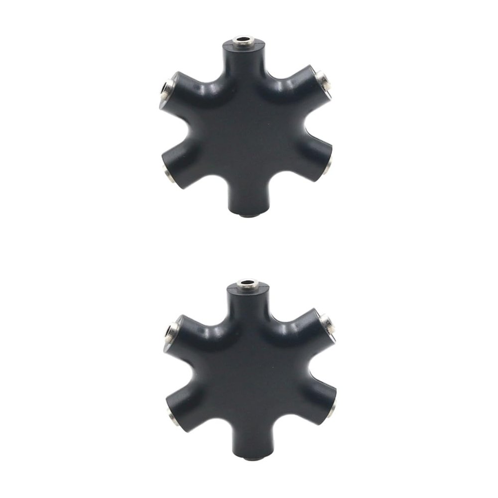 2pcs Snowflake Way Audio Headphone Splitter Adapter for Sharing Music Compatible with Devices Includes Auxiliary Cable for Tablets and Mobile Phones Black