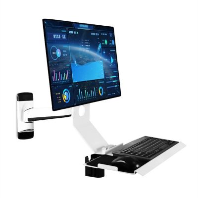 Monitor Desk Wall Mount Workstation - Full Motion Standing VESA Mount Arm, Adjustable Mechanical Monitor Stand with Keyboard Tray Arm, Ergonomic Wall Mounted Desk Monitor Stand (Size : 185 * 600MM)