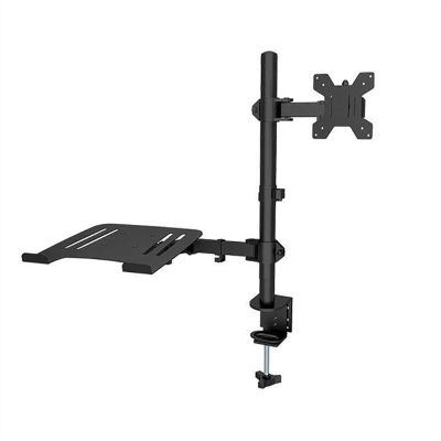 GLigeT Monitor Desk Dual LCD Monitor Desk Mount, Black Fully Adjustable 10 to 32 Inch Single Monitor and Laptop Desk Mount Combo, Fits Up to 17 Inch Laptops Monitor Stand