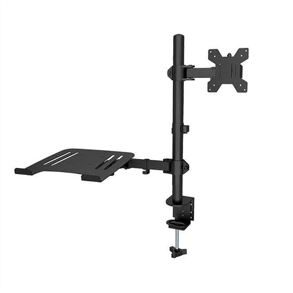 GLigeT Monitor Desk Dual LCD Monitor Desk Mount, Black Fully Adjustable 10 to 32 Inch Single Monitor and Laptop Desk Mount Combo, Fits Up to 17 Inch Laptops Monitor Stand