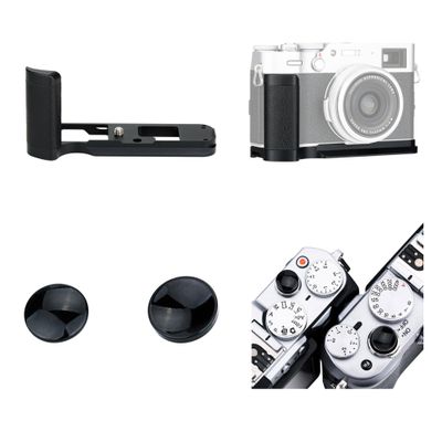 JJC Metal Hand Grip Secure Handle Bracket & Soft Shutter Release Button for Fuji Fujifilm X100V X100F Cameras