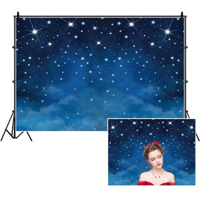 TTQYFNM 10x8ft Starry Night Sky Backdrop Shining Twinkle Stars Dark Blue Photography Background for Newborn Baby Shower Birthday Party Decors Cake Table Banner Kids Adults Portrait Photo Shoot Props