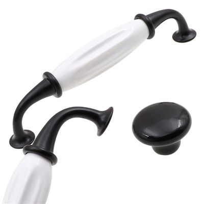 YEAHSO Zinc Alloy Black/White Door Handles Ceramic Drawer Pulls Knob Kitchen Cabinet Handles and Knobs Furniture 1Pcs