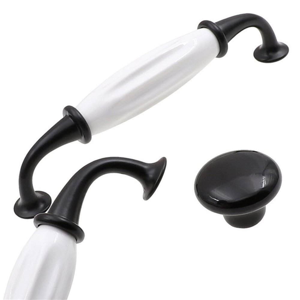 YEAHSO Zinc Alloy Black/White Door Handles Ceramic Drawer Pulls Knob Kitchen Cabinet Handles and Knobs Furniture 1Pcs