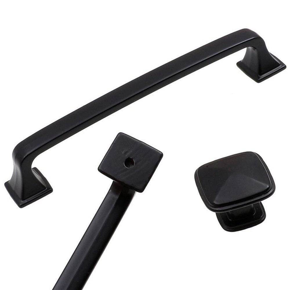 YEAHSO Black Cabinet Handles Solid Aluminum Alloy Kitchen Cupboard Pulls Drawer Knobs Furniture Handle Hardware 1Pcs