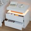Nightstand LED Bedside Table Cabinet Lights Modern End Side Table with 2 Drawers for Bedroom, Living Room, Salon and Office. (Pink+White@1) view 1