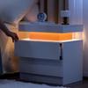 Nightstand LED Bedside Table Cabinet Lights Modern End Side Table with 2 Drawers for Bedroom, Living Room, Salon and Office. (Pink+White@1) view 4