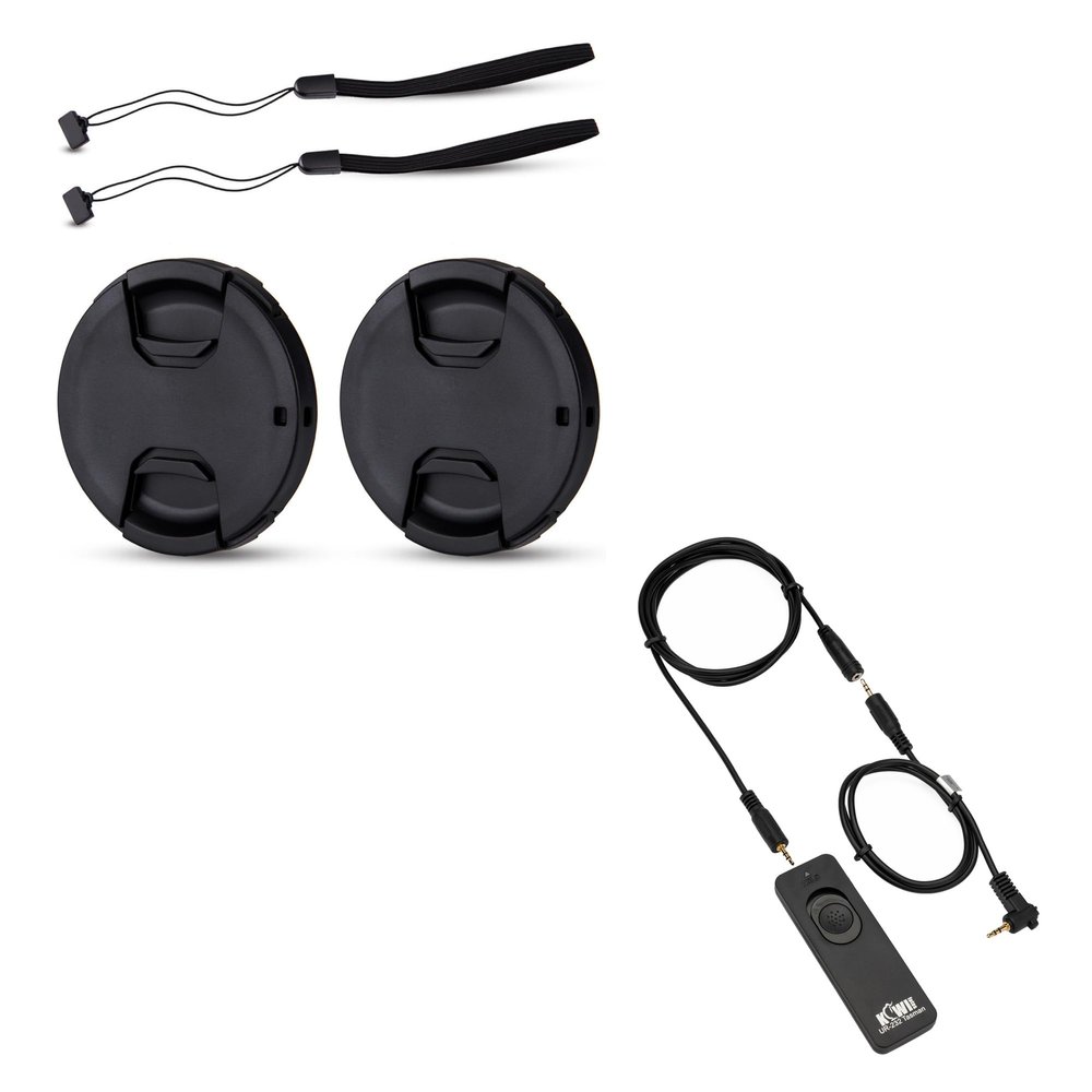 58mm Front Lens Cap Cover & RS-60E3 Remote Switch Shutter Release Cord for Canon EOS Rebel T6 T7 T5 T8i T7i T6s T6i T5i T4i T3i T2i T1i SL3 SL2 SL1 XSi XTi Cameras with EF-S 18-55mm Kit Lens
