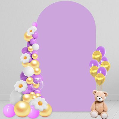 6.6 FT Arch Backdrop Cover, Wedding Purple Arch Covers Stretchy Backdrop Spandex Fitted for Chiara Stand Birthday Baby Shower Party Ceremony Decoration Purple 6.6FT