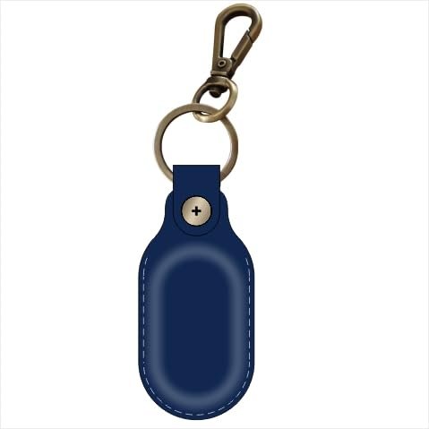 Leather Galaxy SmartTag2 Holder Keychain, Portable Handmade Genuine Leather Smart Tag2 Holder with Keyring Full Coverage Smart Tag2 Protective Case Cover Compatible for SmartTag 2023 (Blue)