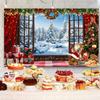15x10ft Christmas Backdrop Winter Snowy Forest Window Wonderland Photography Background Merry Xmas New Year Eve Family Party Banner Decorations Supplies Photo Booth Props view 4