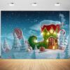 10x6.5ft Christmas Backdrop Winter Snowflakes Santa Cabin Photography Background Kids Xmas Fairy Themed Party Banner Decorations Supplies Photo Booth Props view 1