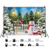 12x8ft Christmas Backdrop Winter Snowflakes Snowman Pine Tree Forest Photography Background Merry Xmas Family New Year Party Banner Decorations Supplies Photo Booth Props view 2