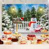 12x8ft Christmas Backdrop Winter Snowflakes Snowman Pine Tree Forest Photography Background Merry Xmas Family New Year Party Banner Decorations Supplies Photo Booth Props view 4