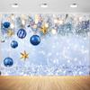 15x10ft Christmas Backdrop Winter Snow Blue Balls Photography Background Merry Xmas Family New Year Eve Party Banner Decorations Supplies Photo Booth Props view 1