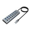 Akasa Powered USB Hub, Aluminium 7 USB Port with 3.2 Gen 1 (5Gbps) Superspeed and Individual Switch for PC Laptop, Desktop and More, Both UK/EU Plugs Included, AK-HB-21BKCM view 1