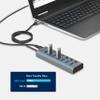 Akasa Powered USB Hub, Aluminium 7 USB Port with 3.2 Gen 1 (5Gbps) Superspeed and Individual Switch for PC Laptop, Desktop and More, Both UK/EU Plugs Included, AK-HB-21BKCM view 3