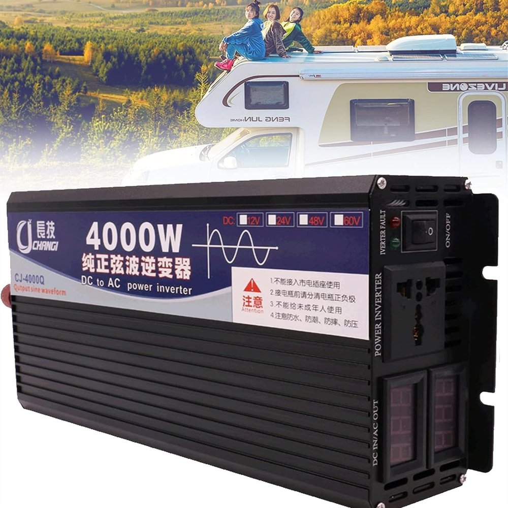 3000W/4000W/5000W Pure sine Wave Inverter 12V 24V 48V 60V 72V DC to 110V 120V AC Converter,Car Power Inverter for Household, RV, Truck, Power Inverter sockets 2 Cooling Fans (Color : 4000W, Size : 1